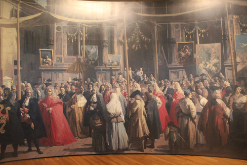 Part of mural at entrance of Eyewitness Views: Making History in Eighteenth-Century Europe