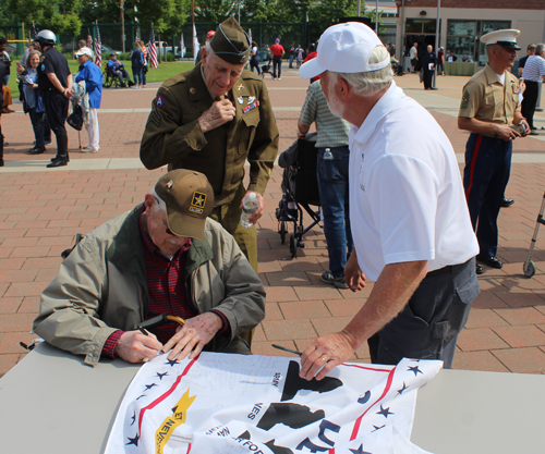 World War II Veterans signing the banner