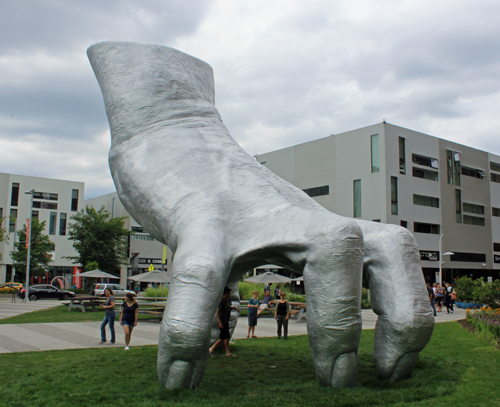 Judy's Hand sculpture by Tony Tasset at Toby's Plaza at Case Western Reserve University in Cleveland