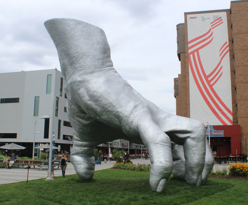 Judy's Hand sculpture by Tony Tasset at Toby's Plaza at Case Western Reserve University in Cleveland