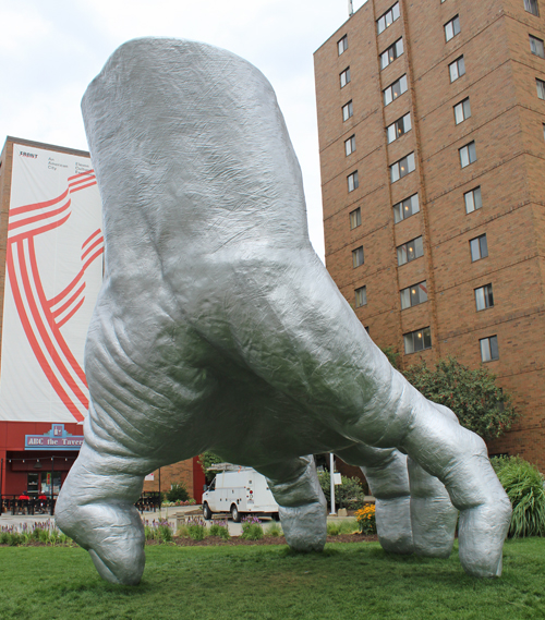 Judy's Hand sculpture by Tony Tasset at Toby's Plaza at Case Western Reserve University in Cleveland