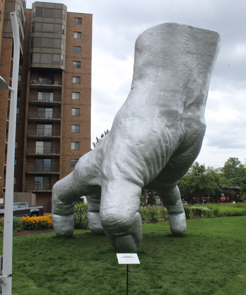 Judy's Hand sculpture by Tony Tasset at Toby's Plaza at Case Western Reserve University in Cleveland