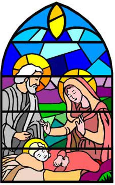 Christmas Nativity scene in stained glass