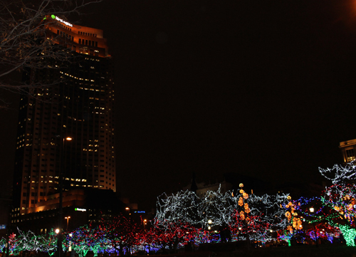 Huntington Building - Christmas display in downtown Cleveland on Public Square