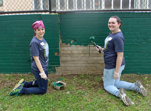 Volunteers fixing up the park