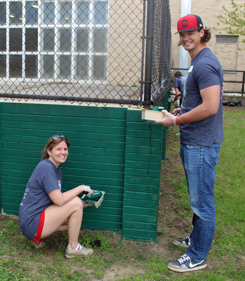 Volunteers fixing up the park