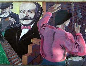 From mural painted on wall on Mayfield in Little Italy