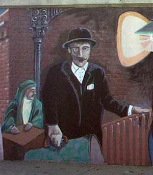 From mural painted on wall on Mayfield in Little Italy