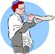 Rabbi blowing a shofar