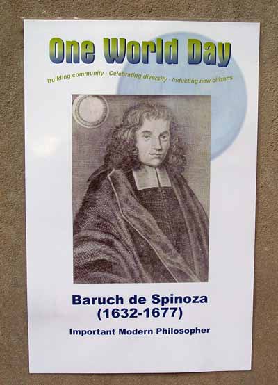 Hebrew Cultural Garden plaque honoring Baruch de Spinoza