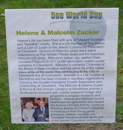 One World Day recognition of Helene and Malcolm Zucker