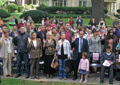 Naturalization ceremony for new citizens