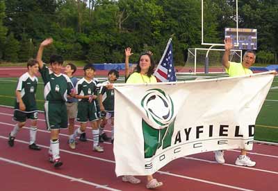 Mayfield Soccer players in the Opening Ceremonies Parade