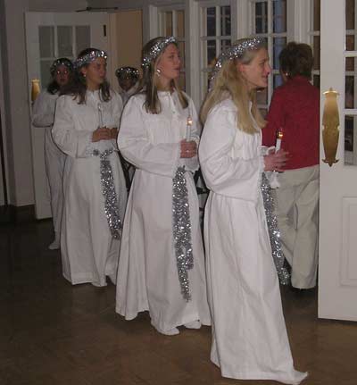 Swedish girls in Santa Lucia Celebration