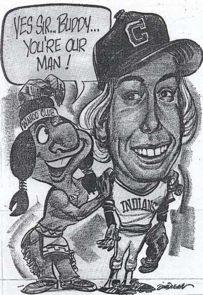 Dick Dugan draws Buddy Bell and Chief Wahoo