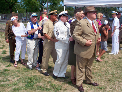 Conga line for V-J Day