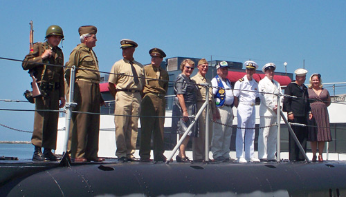 On the deck of the USS Cod