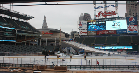 Frozen Diamond hockey rink at Cleveland Indians Snow Days