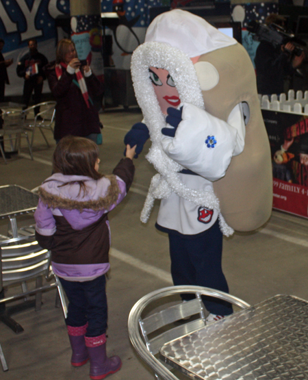 Cleveland Indians Snow Days play area - little girl and Onion mascot