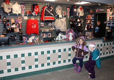 Girls at Special Winter shopping stand at Indians Snow Days