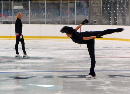 Skating at Frozen Diamond hockey rink at Cleveland Indians Snow Days