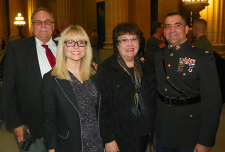 Christian, Lisa and Lucy Stickan with Lt Colonel Arturo Hernandez