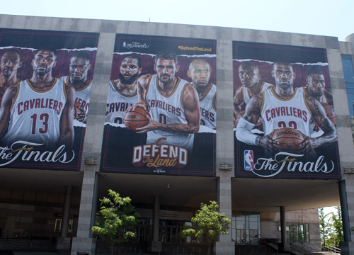 Cleveland Cavaliers in the 2017 NBA Finals murals at Quicken Loans Arena