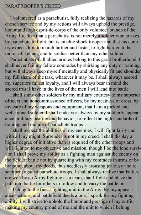Paratroopers Creed