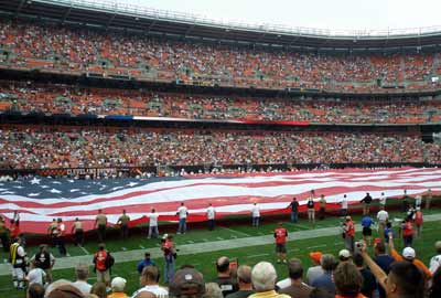 Huge US Flag at Cleveland Broowns stadium