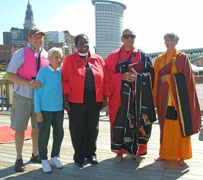 Joe Cimperman with Buddhist Monk before dragon boat race