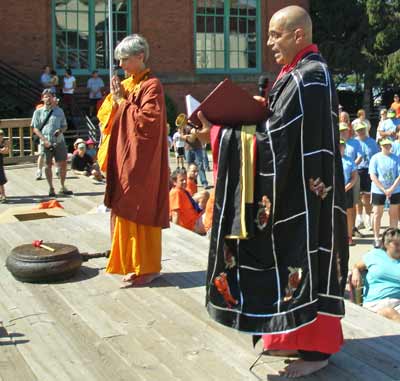 Buddhist Monks blessing the dragon boats