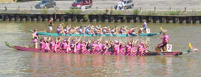 Dragon Dream team about to win another dragon boat race