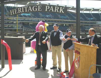 Bob Feller cuts the ribbon at Cleveland Indians Heritage Park