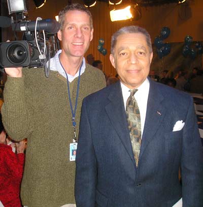 Cameraman Bill Ringen with anchor Leon Bibb