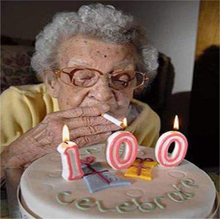 100 year old woman smoking