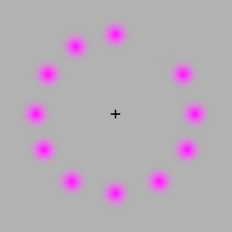 Optical illusion of pink dots