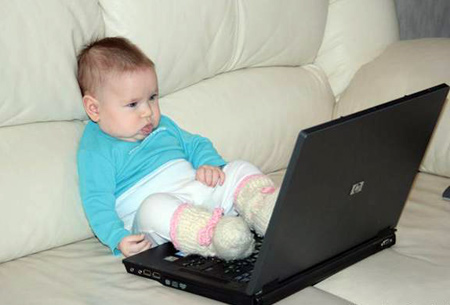 baby with laptop