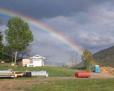 Outhouse at the end of a rainbow