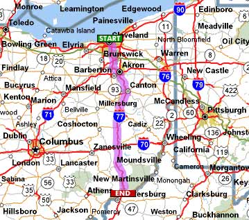 Best Western Marietta Ohio map from Cleveland