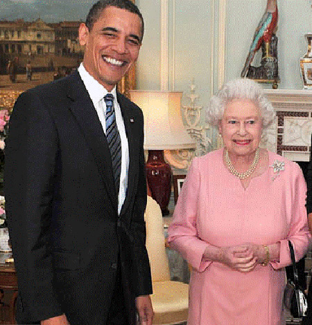 Queen Elizabeth with Barack Obama