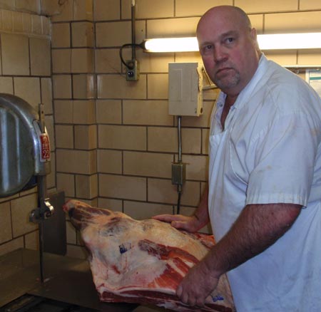 Expert meat cutter butcher Ed Jesse of Old World Meats