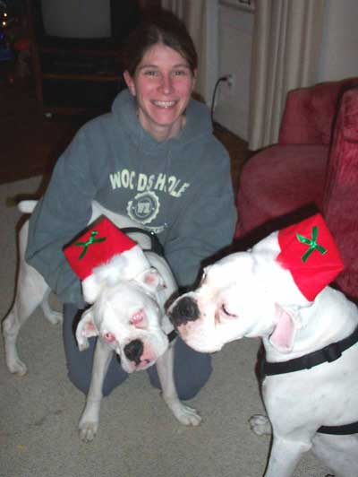 Tina with her two rescued boxers