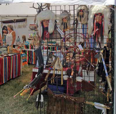 Native American Indians in full regalia  at the Cleveland Powwow 