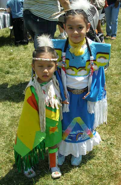 Young Native American Indian girls in full regalia at the Cleveland Powwow