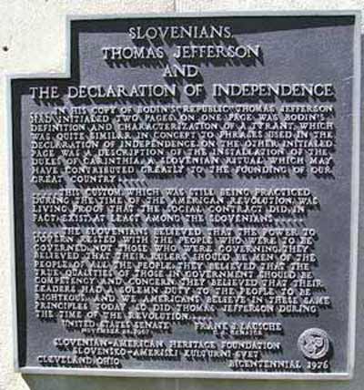 Slovenians, Thomas Jefferson and the Declaration of Independence sign