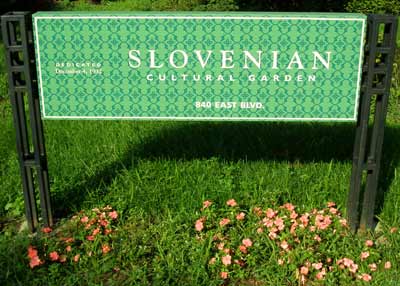 Slovenian Cultural Garden sign in Cleveland