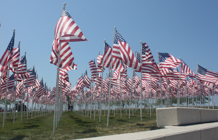 Over 400 US flags at Marine Week in Cleveland Ohio