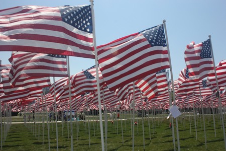 Over 400 US flags at Marine Week in Cleveland Ohio
