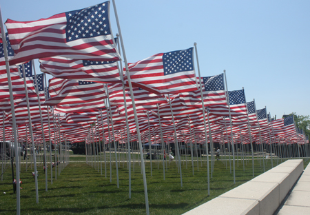 Over 400 US flags at Marine Week in Cleveland Ohio