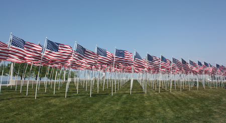 Over 400 US flags at Marine Week in Cleveland Ohio